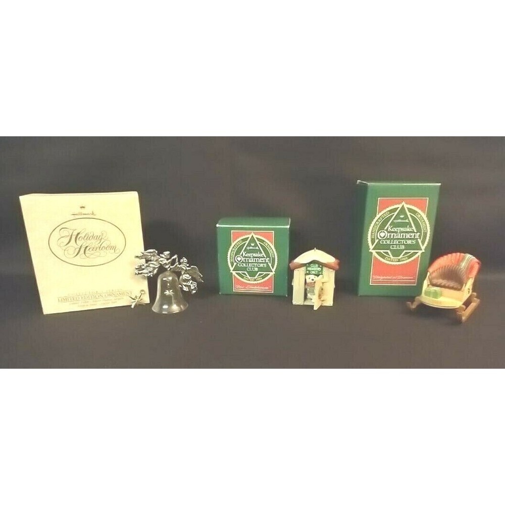 Hallmark Christmas Ornaments 1988 Clubhouse Silver Angel Bell Sleighful Dreams